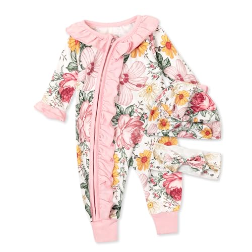 Image of Abbence Baby Girl Outfit Newborn Flower Going Home Clothes with Flower Print