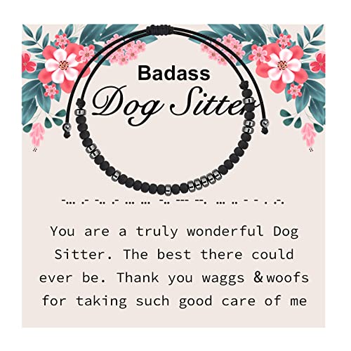 Lywjyb Birdgot Morse Code Gift for Women Girl Pet Sitter Jewelry Badass Dog Sitter Gift (Code Dog Sitter br)