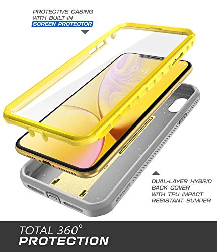 Supcase Iphone Xr Case, Full-Body Rugged Holster Kickstand Case With Built-In Screen Protector For Apple Iphone Xr 6.1 Inch (2018 Release), Unicorn Beetle Pro Series -Retail Package (Yellow) #TOP2