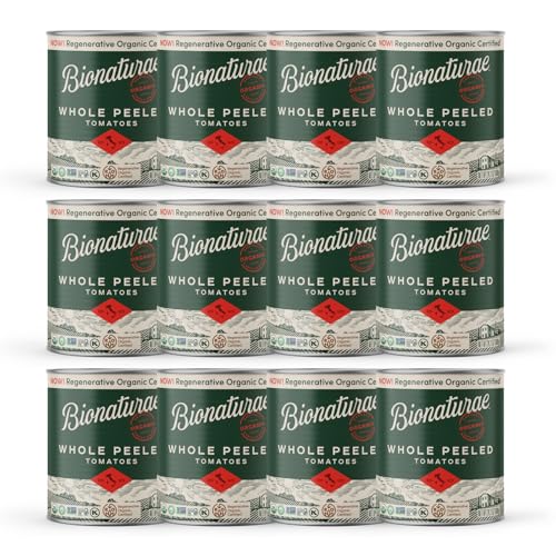 Bionaturae Organic Whole Peeled Tomatoes Canned - Tomatoes Organic, Keto Friendly, Non-GMO, No Added Sugar, No Added Salt, Made in Italy - 28.2 Oz, 12 Pack