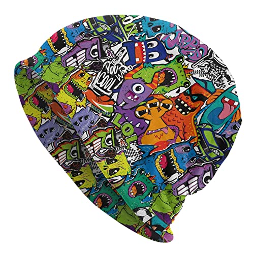 Comics Monsters Doodle Beanie Hat Slouchy Beanies...