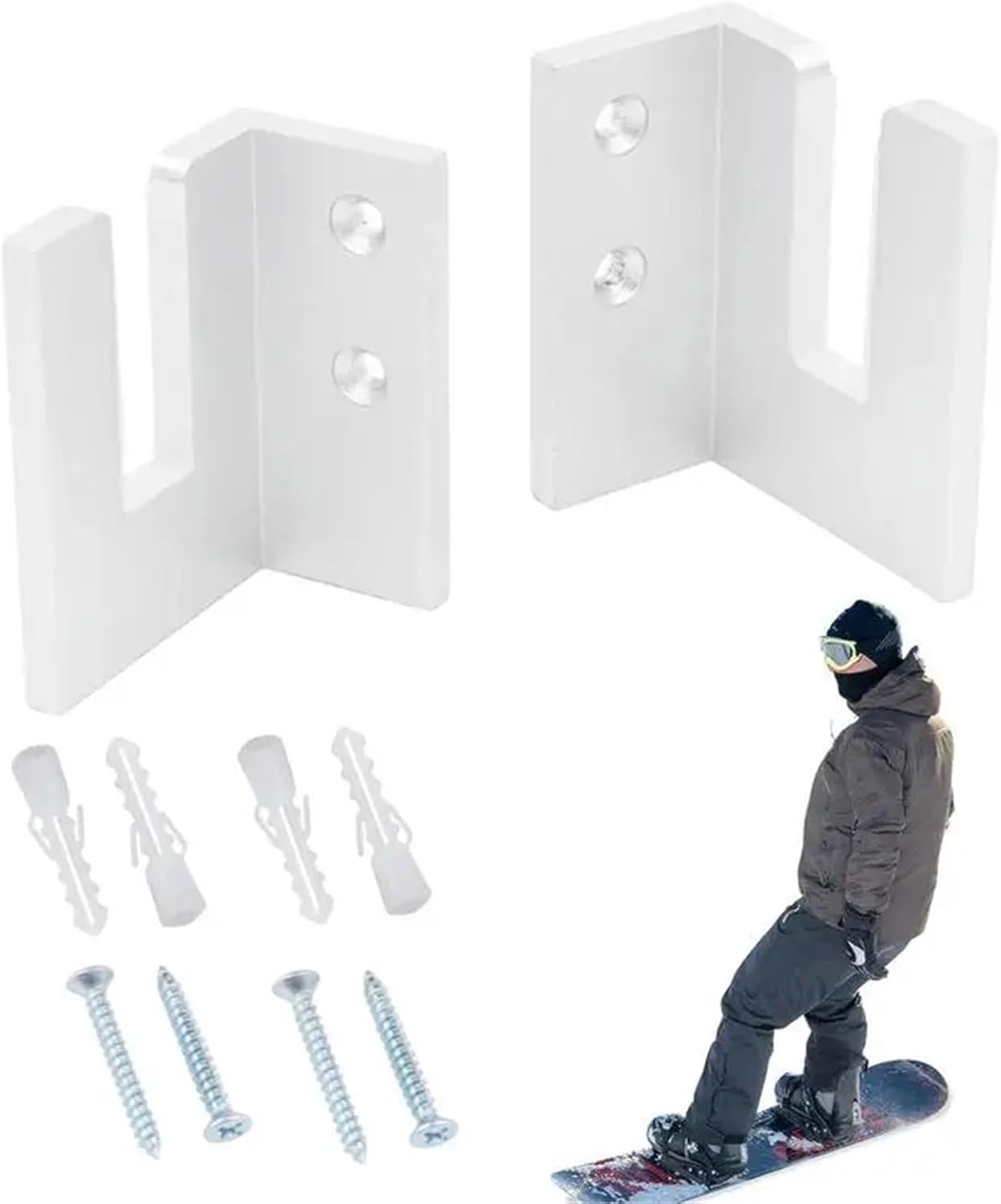 Snowboard Wall Mount 8Pcs Snowboard Display Wall Hanger Acrylic Ski Holder Rack Space Saver for Space Saving Storage