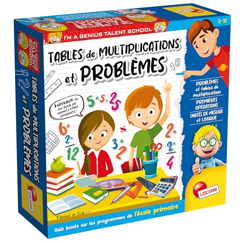 Lisciani - I'm a Genius Talent School - TABLES DE MULTIPLICATION ET PROBLEMES de Mathématiques - Pour Enfants dès 5 Ans - 3 Niveaux de Jeux Adaptés jusqu'à...