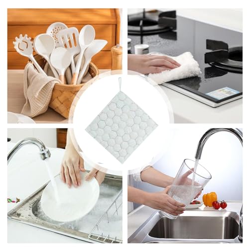 Generico Dish Rags, Double-Sided Washing Wire Dishcloth, Reusable Quick-Drying Cleaning Cloths, 5-Pack Kitchen Towels for Window, Camping, Bathroom, Lens, Bowl, Appliance 7.09x7.09 Inches - immagine 5