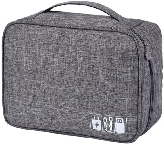 YINENGD Cable Organiser Bag, Travel Electronics Accessories Bag, Cable Storage Bag Case, Waterproof Gadget Travel Bag for USB Chargers Charging Cable Power Bank Cellphone(Grey)