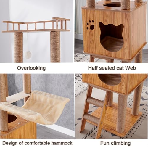 Árbol de gato de madera con 6 pisos y rascadores miniatura 5