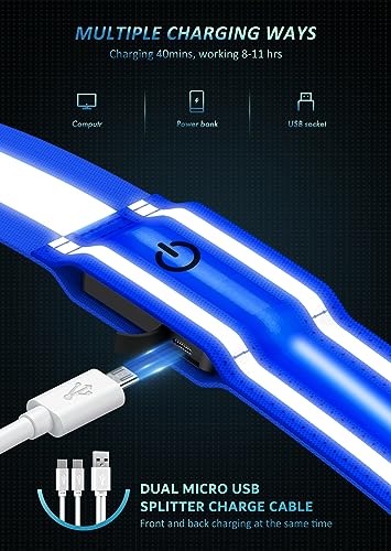 Ylzzrs LED Reflective Belt Sash Walking Gear,Safety Lights for Walkers at Night,High Visibility Safety Rechargeable Reflective Running Gear for Men Women Kids Night Dog Walking Gear (Blue) - Image 5