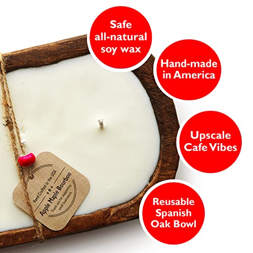 Dough Bowl Candle Company Apple Maple Bourbon Soy Candle - 3 Wick Candle Essential Oil Wax Melts, Rustic Farmhouse Decor Odor Eliminator, 20 Ounce All-Natural Soy Candles Gifts For Women And Men #TOP3