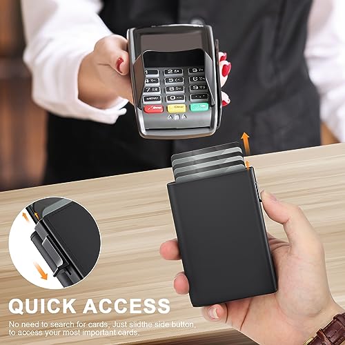 GAOCHALE AirTag Wallet [Top Grain Leather] Smart Pop Up Air Tag Wallet [Quick Access] RFID Blocking Minimalist Wallet for Men Up to 11+ Cards (AirTag Not included)(Black)4