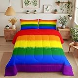 Feelyou Rainbow Bedding Set Colorful Rainbow Comforter Set for Kids Boys Girls Multicolor Comforter Ultra Soft Quilt Set 1 Comforter Set with 1 Pillowcase Twin Size