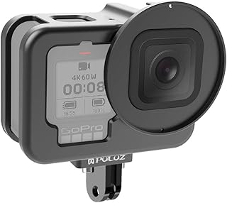 PULUZ Lightweight Protective Case for GoPro HERO9 Black, Housing Shell CNC Aluminum Alloy Housing Case for Gopro HERO9 Black with Insurance Frame & 52mm UV Lens