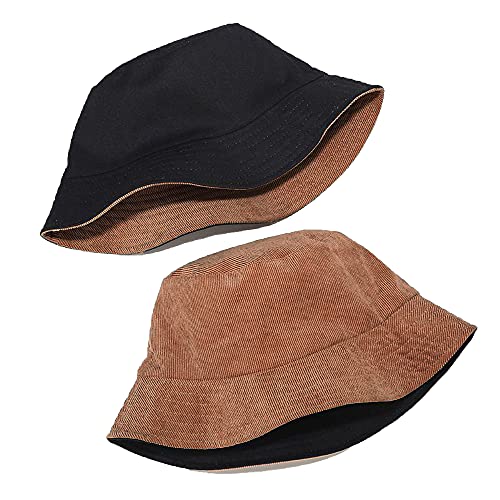 Corduroy Bucket Hat For Women Men Reversible Sun Hat Fishing Hat For Travel Outdoor Coffee #TOP3