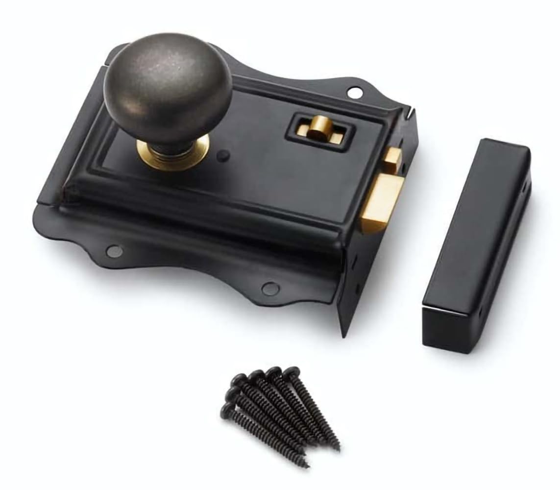 Ab Hardware Black Brass Olde Victorian Rim Lock Pewter Cottage Door Knobs
