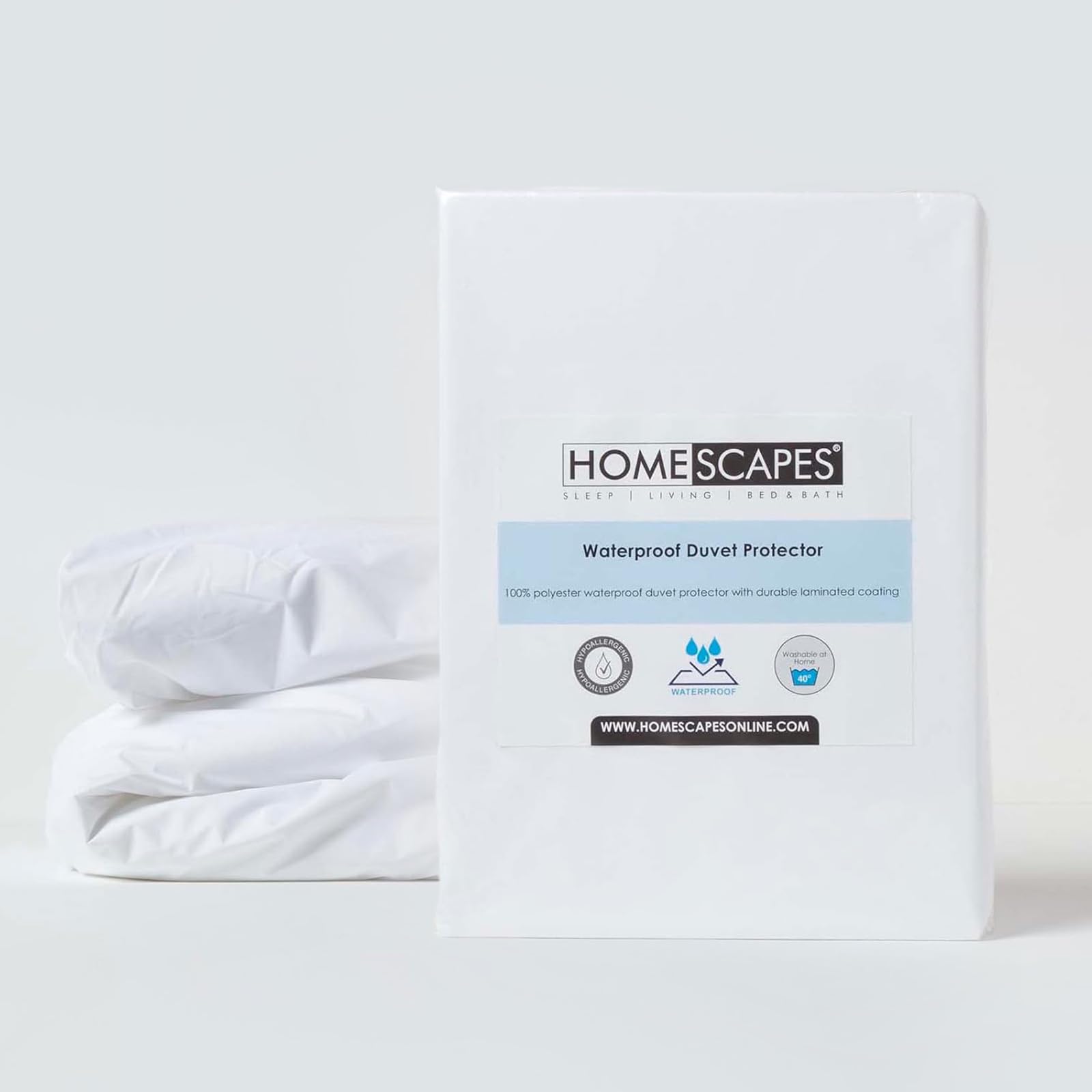 Homescapes, Copripiumino Impermeabile e ipoallergenico, in 100% Polipropilene, Bianco, per Letto Singolo
