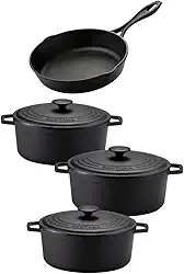 Jogo de panela de ferro fundido caçarola Neo 16, 18, 22 tampa de ferro alça de ferro e frigideira 20 sem tampa Santana