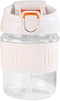 Jorzer Glass Protein Shaker Bottle Glass Shaker Bottle, 12oz BPA-Free Odorless Small with Straw, Leak-Proof Multipurpose Cups with Silicone Cup Sleeve