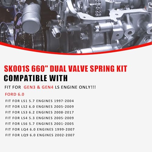 Image of SK001S 660 inch Dual Valve Spring Platinum Kit with Retainers Fit For LS LS1 LS2 LS3 LS4 LS6 L76 L92 L99 LQ4 LQ9 L33 LSA 5.3L 6.0L 6.2L SK001