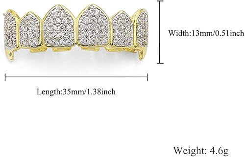 Miniatura 2 de JINAO juego de fundas para dientes (de arriba y abajo) con forma de colmillos con circonias cúbicas y diamantes enchapadas en oro de 18K