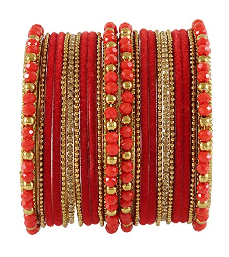 Image of NMII Metal with Zircon Gemstone, Pearls and Beads Studded Glossy Finished Bangle Set For Women and Girls