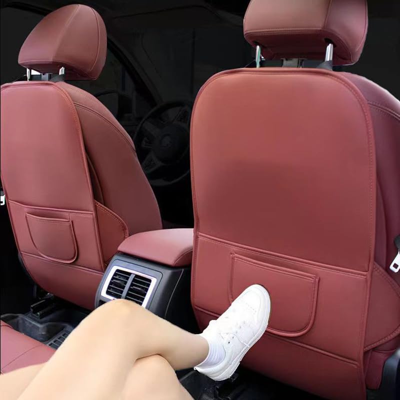 Auto Rückenlehnenschutz für VW Rabbit, Sitzschoner Auto Rückenlehne für Die Rückseite der Vordersitze Rücksitz Organizer Leder Wasserdicht Kick Pad Auto ZubehöR,C-2PCS