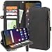 LG K20 V Case, LG K20 Plus Case, LG Harmony Case, Linkertech Premium Leather Flip Zipper Wallet Case Cover with Card Holder & Wrist Strap for LG Grace/LG K10 2017/LG V5 (Black)