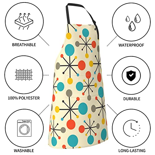 Aprons For Women Men Chef Birthday Christmas Gifts Mid Century Fifties Modern Atomic Retro Colors Kitchen Apron Cooking Baking Bbq #TOP5