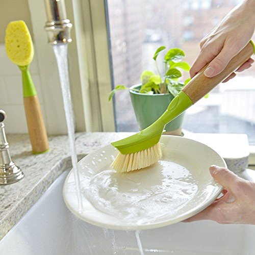 Image of Full Circle Suds Up, Soap Dispensing Dish Brush, Tough Plant-Fiber Bristles & Sustainable Bamboo Handle, Safe for Nonstick