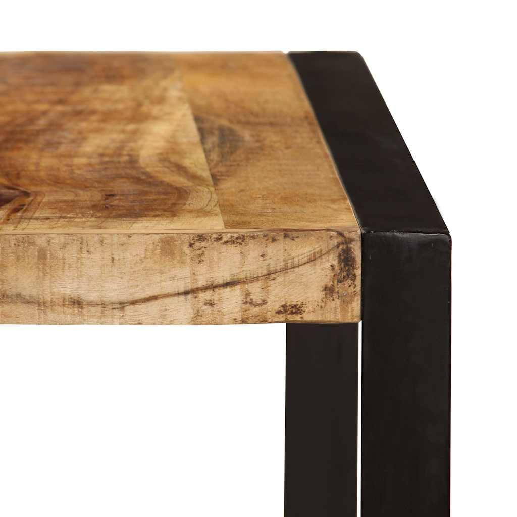Mesa de comedor de 180 x 90 x 75 cm de mango de madera maciza, mesa de cocina y mesa de comedor en diseño industrial, mesa de madera maciza con patas de acero con recubrimiento en polvo