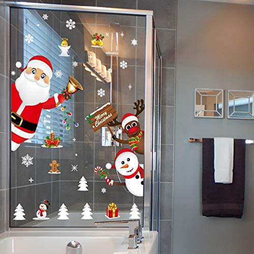 N/A Vinilos navideños para Ventanas DIY Pegatinas de Ventana de Navidad Papá Noel Muñeco de Nieve Reno Decoración para escaparate Puerta