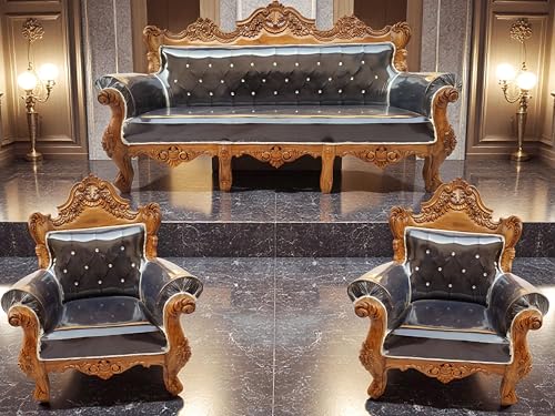 Image of Luxury Wooden Teakwwood Five Seater Sofa Set for Living Room (Honey Brown) Solid Wood Outdoor Chair 5 Seater Sofa | (17)