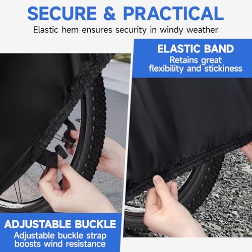 Telo Copri Bicicletta Da Esterno Per 2 Bici, 210D Copertura Bicicletta Impermeabile, Copribici Telo Protettivo Per Biciclette Vento Antipolvere Pioggia Protezione Uv, 220X110X95Cm - 6