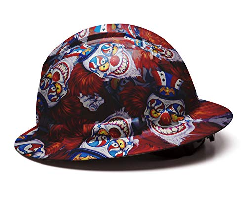 Full Brim Pyramex Hard Hat, Dark Patriotic Evil Clown Design Safety Helmet 4pt, By Acerpal