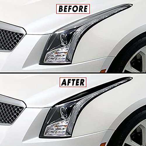 PreCut Vinyl Smoke Tint for 2013-2019 Cadillac ATS Headlight (2. Headlight Eyelid, Gloss Black)