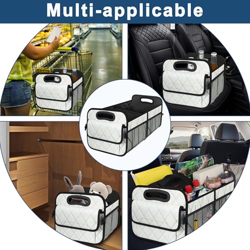 Image of Deosk Car Trunk Organizer for SUV, Car Organizers and Storage with Reinforced Handles, Car Accessories for Women /Men 70L Waterproof Polyester Trunk Organizer(Large, Beige)