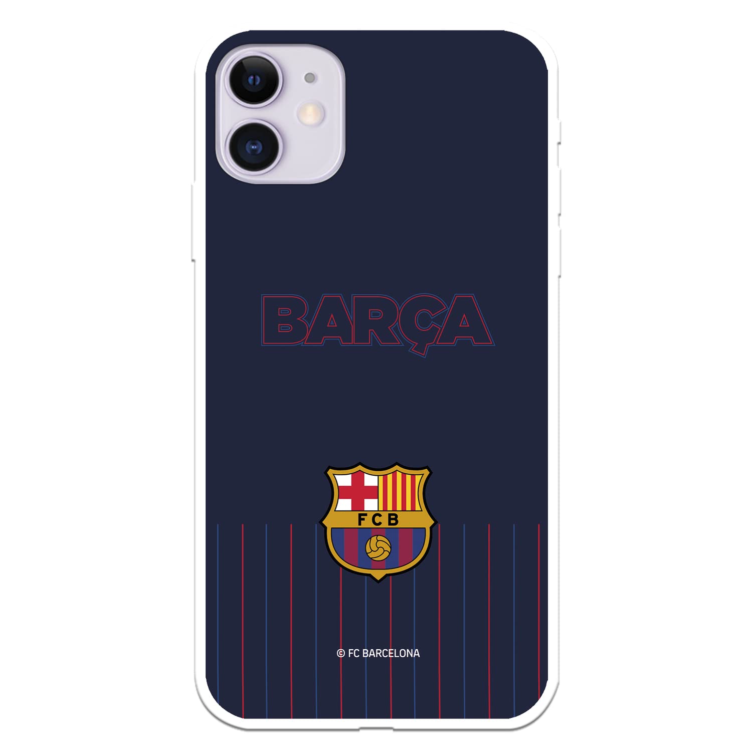 Custodia per iPhone 11 del FC Barcelona Barsa Fondo Blu per proteggere il tuo cellulare Cover per iPhone in silicone flessibile con licenza ufficiale FC Barcelona
