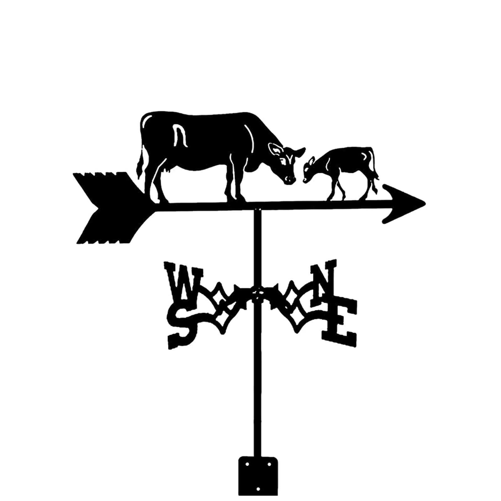 TAXXII Metal Wind Vane For Yard Rooster Cattle And Calves Dolphin Ornament Weathervanes Creative Stainless Steel Direction Indicator for Garde Courtyard Decorative