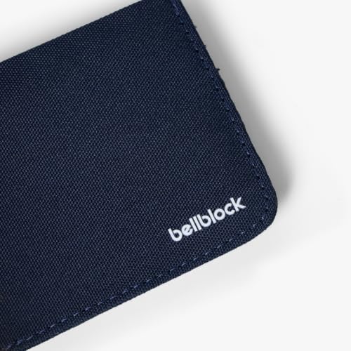 Image of Bellblock Slim Sleeve Canvas Wallet for Men /Women | Minimal Handcrafted Bifold Wallet | with Sim, Mobile Pin & Hidden Extra Card Slots | Navy Blue