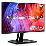 ViewSonic VP3256-4K 32-inch Premium IPS 4K Ergonomic Monitor, Ultra-Thin Bezels, Colour Accuracy, Pantone Validated, HDMI, DisplayPort, USB Type-C, Professional Graphic Design, Photo & Video Editing