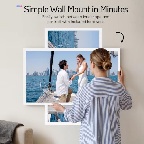 Image of NexFoto 27 Inch Touchscreen Digital Picture Frame, FHD WiFi Photo Frame Electronic 64GB, Add Photos from Google Photos, Upload Videos via APP /USB, Gifts for Christmas /Mom /Grandparents, White