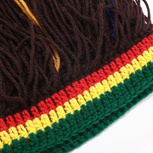 Image of Funny Rasta Wig Beard Hats Knitted Jamaican Rasta Beanie Hat with Dreadlocks Christmas Halloween for Men Women
