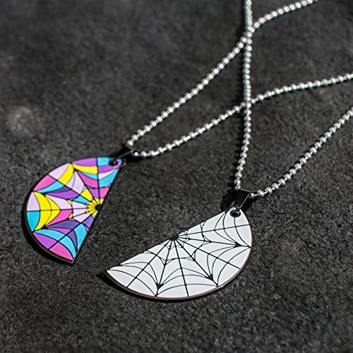 huiphong 2 Pcs Friendship Necklace BFF Matching Web Window Halloween Necklace for Women Men3