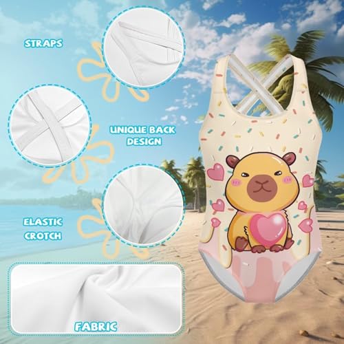 Image of Girls Swimsuit Criss Cross Back 1-Piece Summer Beach Swiwmear