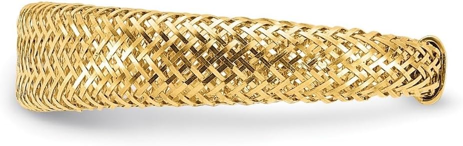 Gift For Mothers Day 14K Yellow Gold Mesh Tapered Stretch Ring for Women, AFJ-QG-LR112-MP