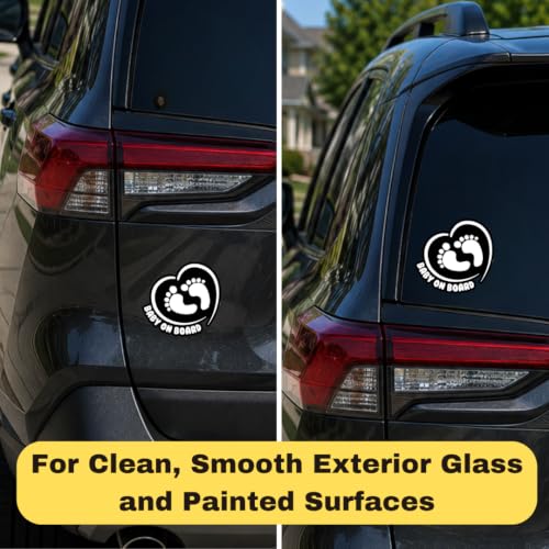 Image of TOTOMO Baby on Board Sticker for Car - Window Decal, Bumper Sign for New Parents, Durable Waterproof Safety Warning Sign for SUV Truck Minivan - Footprint Heart, 1 Pack