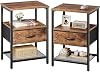 Juego de 2 Burós Huuger, Buró con Cajón de Tela, Estante de Malla | Mesa Lateral con Almacenamiento, Cómoda con Cajón de Tela, Estante Abierto, Estructura de Metal, Dormitorio, Marrón Rústico 2