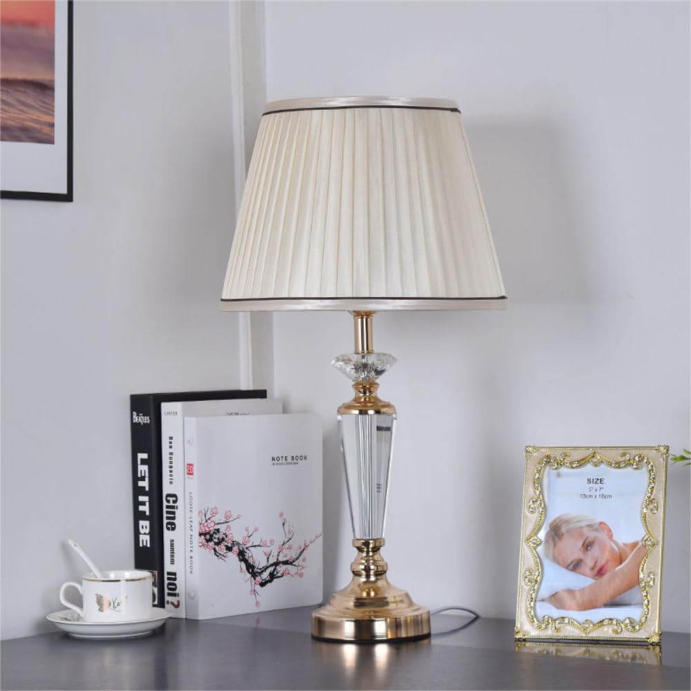 XINYASEE Lamparas mesita de noche Lámpara de mesa de cristal E27, lámpara de noche para dormitorio, creativa, sencilla, moderna, de lujo, para sala de estar, lámpara de mesa cálida, tamaño 30 x 55 cm