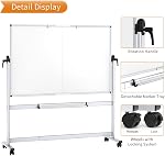 VIZ-PRO Double-Sided Mobile Whiteboard, 72 x 48 Inches, Magnetic Rolling Dry Erase White Board on Wheels with Aluminium Frame and Stand