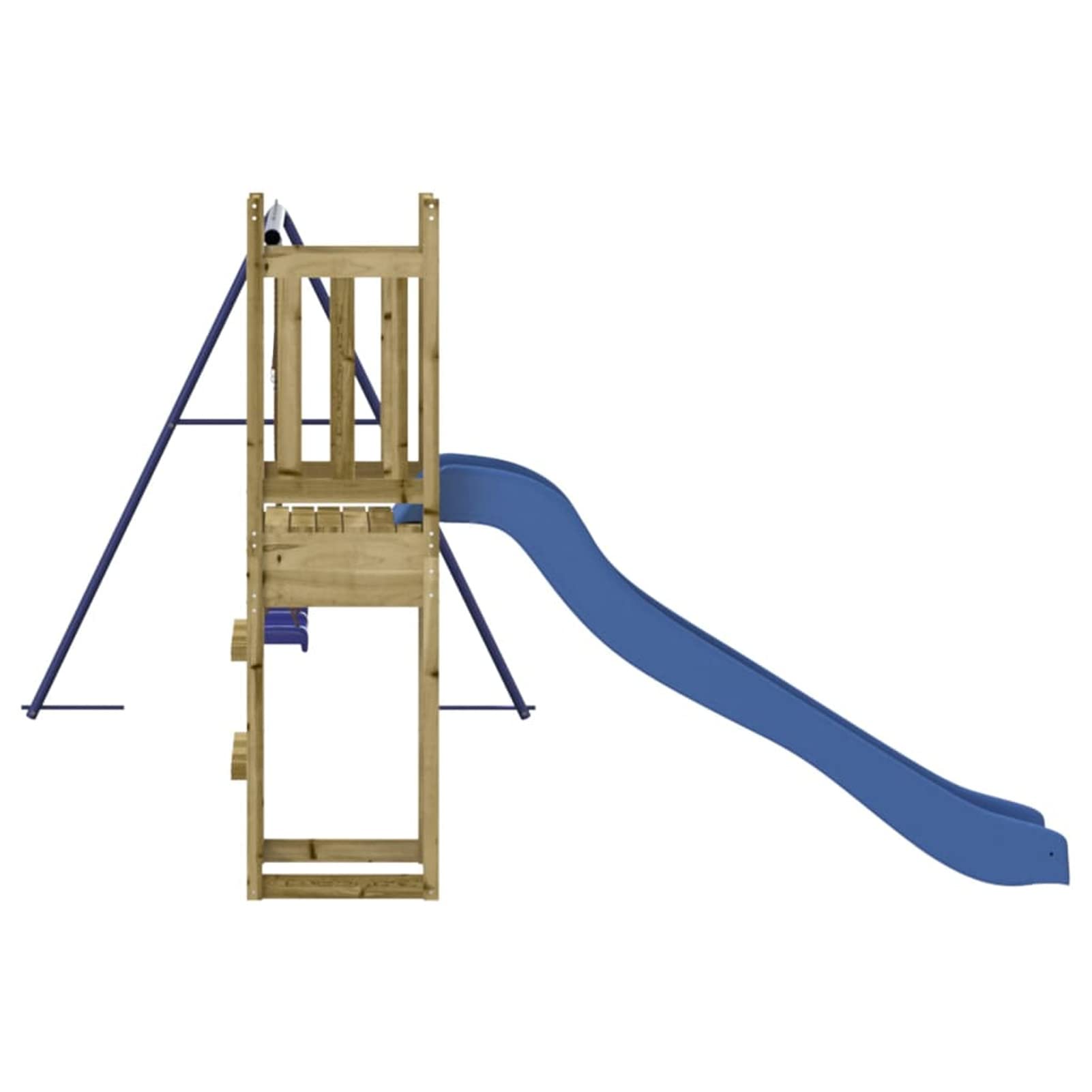 Festnight Centro de Juegos Niños con Tobogán/Columpio/Pared de Escalada y Caja de Arena, Casa de Juegos, Casita Infantil Jardín Exterior, Parque Infantil Castillo Madera, Madera Maciza Pino Type 69