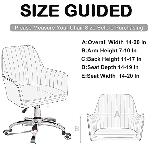 Busamedo Set Of 1 Grey Stretch Velvet Office Chair Covers Curved Back Dining Chair Slipcovers Armrests Wingback Chair Slipcover Reusable Protectors For Office Home Decor (Grey, 1Pcs) #TOP2