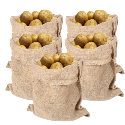 Sacos de patatas de yute para almacenamiento en pack de 5 unidades y medida de 40 x 60 cm 2